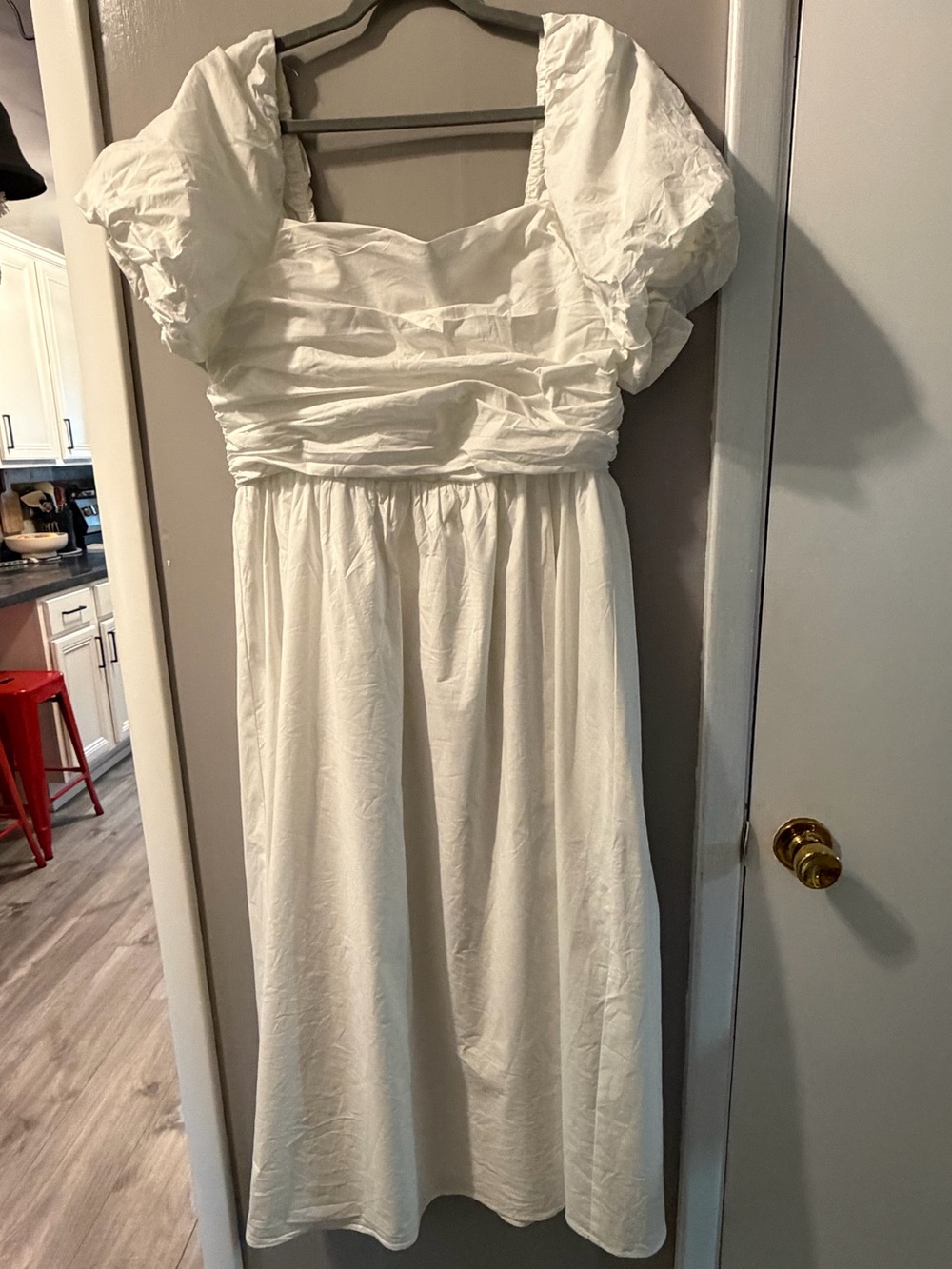 Wayf White Puff Sleeve Empire Silhouette Dress